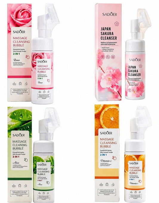 Espuma Limpiadora Facial Con Cepillo Exfoliante Sadoer