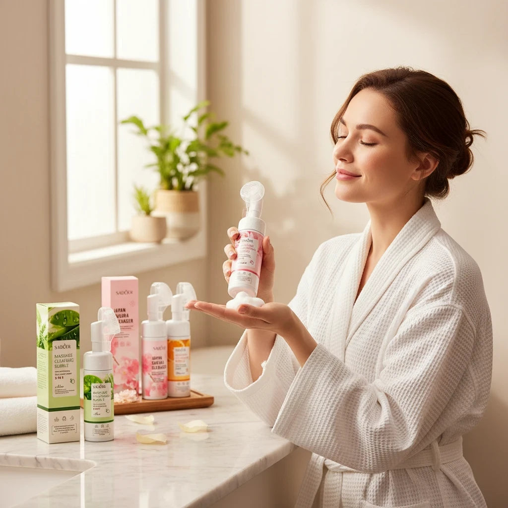 Espuma Limpiadora Facial Con Cepillo Exfoliante Sadoer